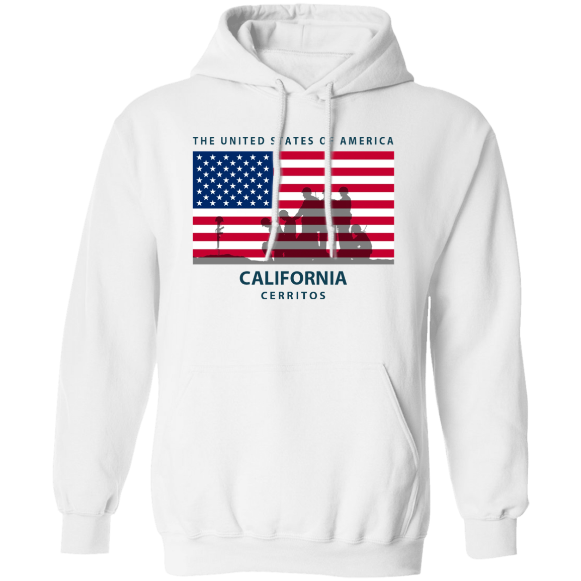 God Bless America American Flag Hoodie (Customizable State & City)