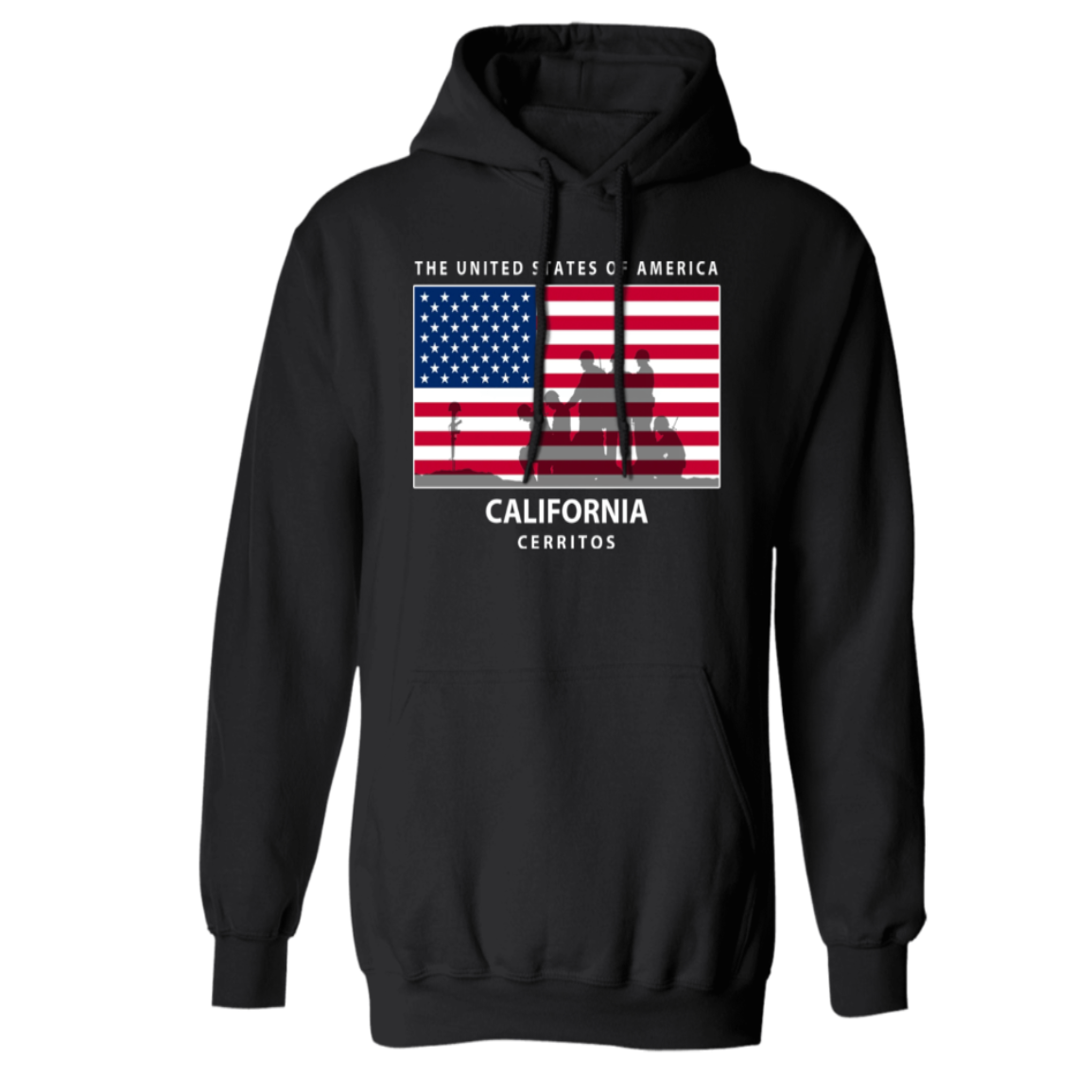 God Bless America American Flag Hoodie (Customizable State & City)
