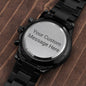 Black Chronograph Watch w/Customizable Engraved Message