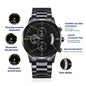 Black Chronograph Watch w/Customizable Engraved Message