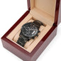 Black Chronograph Watch w/Customizable Engraved Message