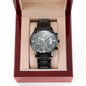 Black Chronograph Watch w/Customizable Engraved Message