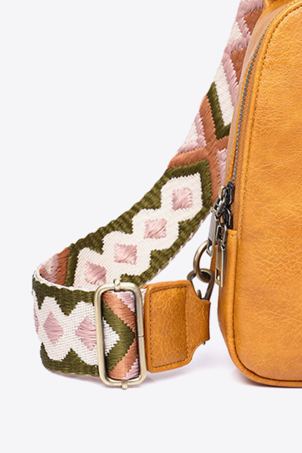 Adjustable Patterned Strap PU Leather Sling Bag