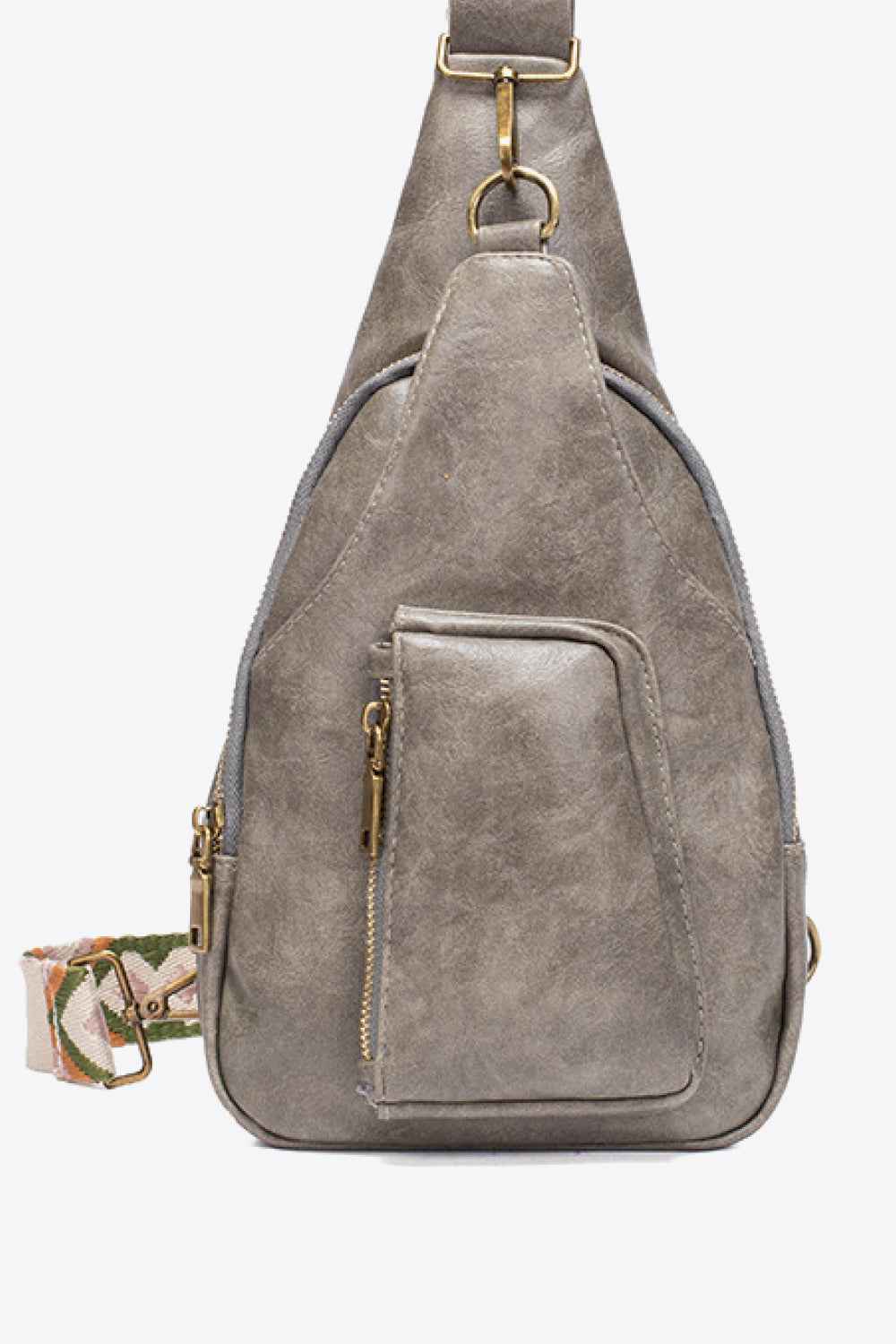 Pocketed PU Leather Sling Bag