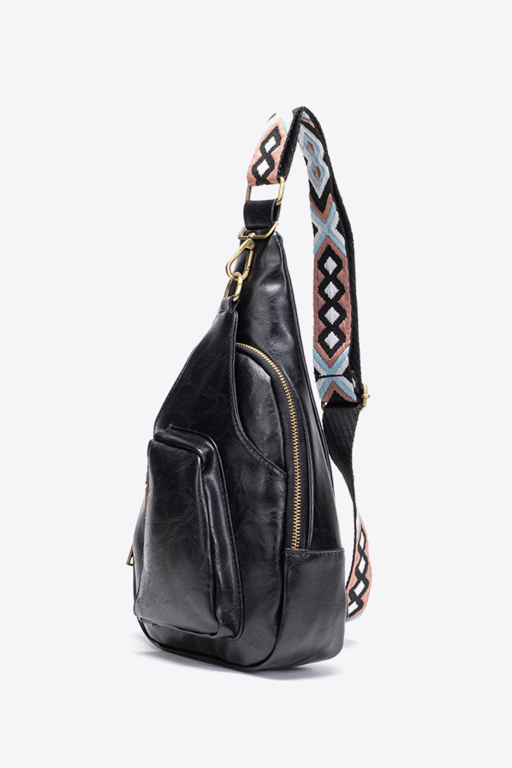 Pocketed PU Leather Sling Bag