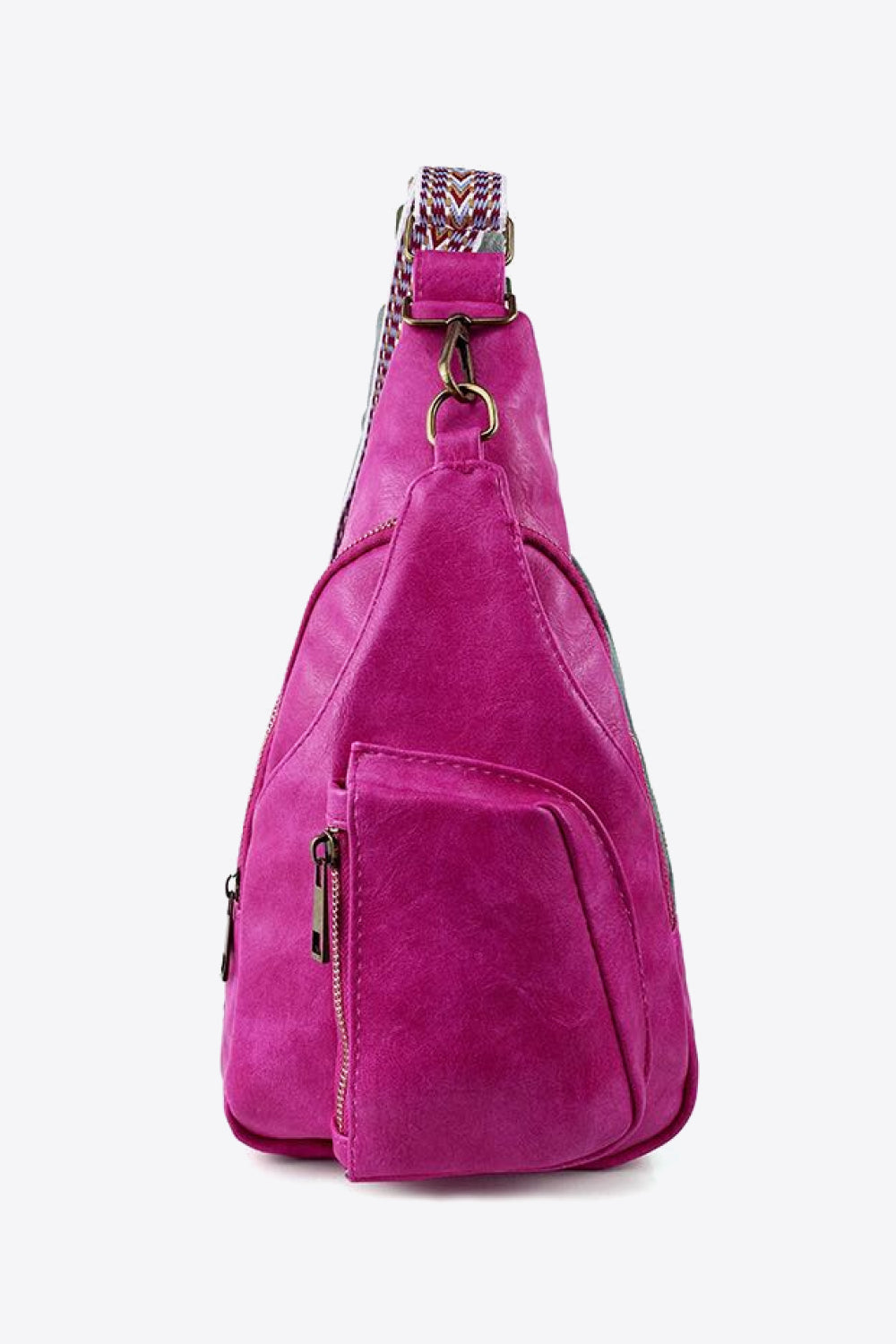Pocketed PU Leather Sling Bag
