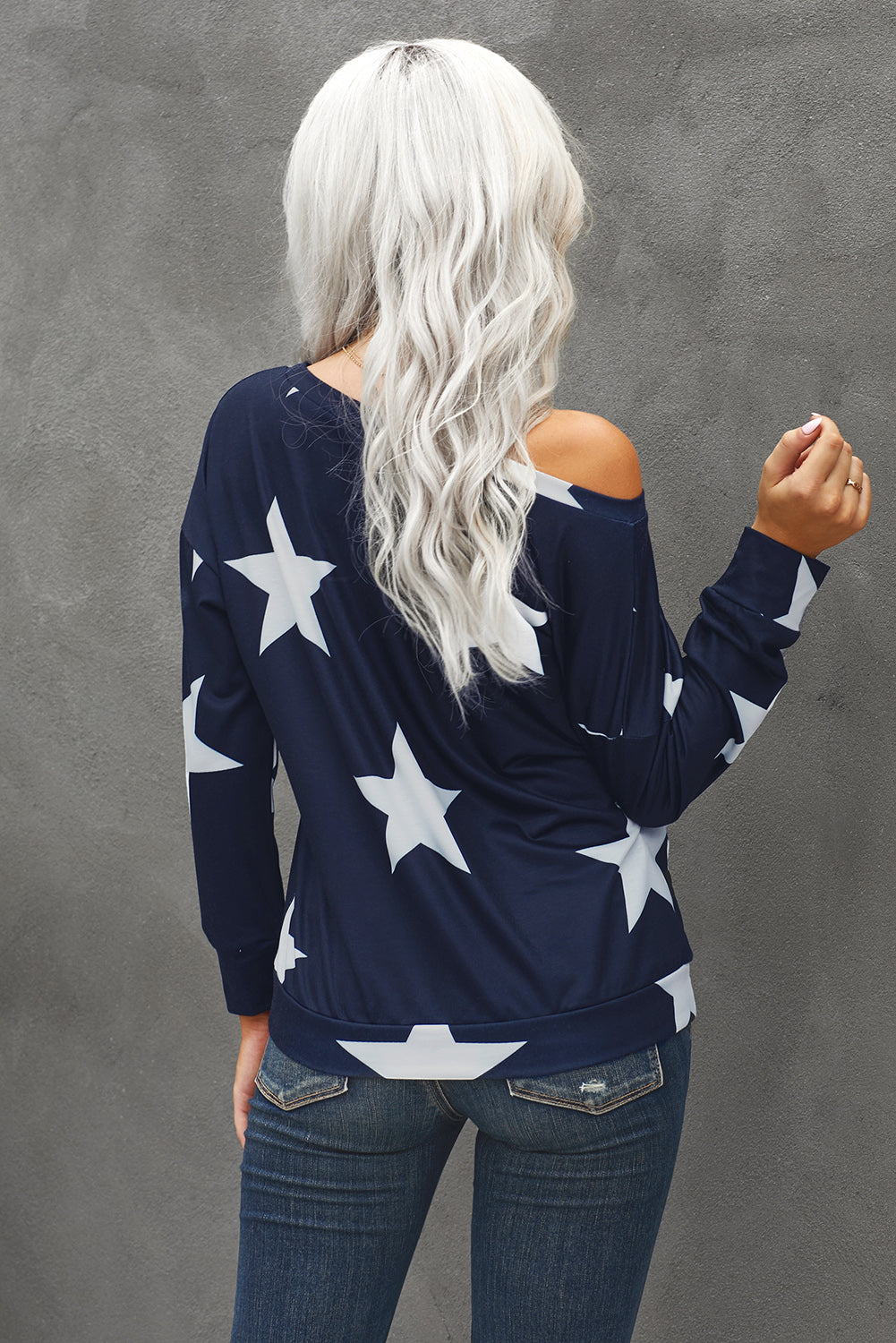 God Bless America Star Print Sweatshirt