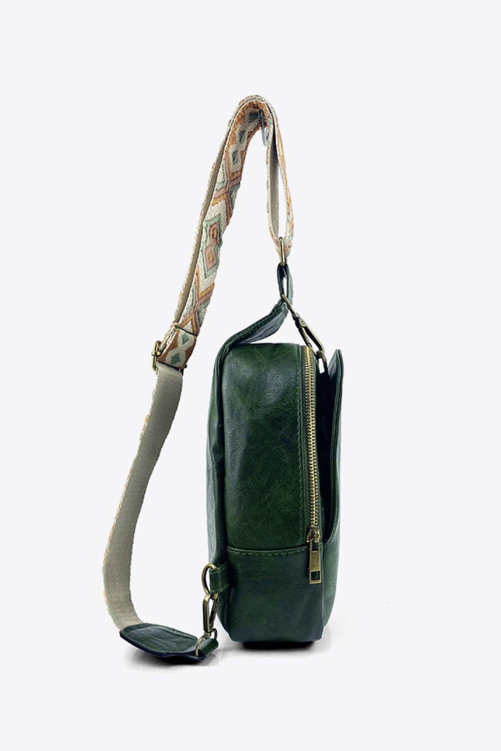 Adjustable Patterned Strap PU Leather Sling Bag