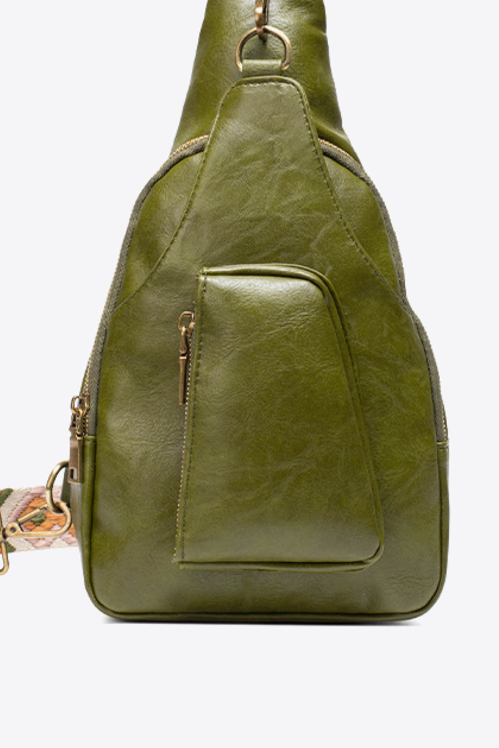 Pocketed PU Leather Sling Bag