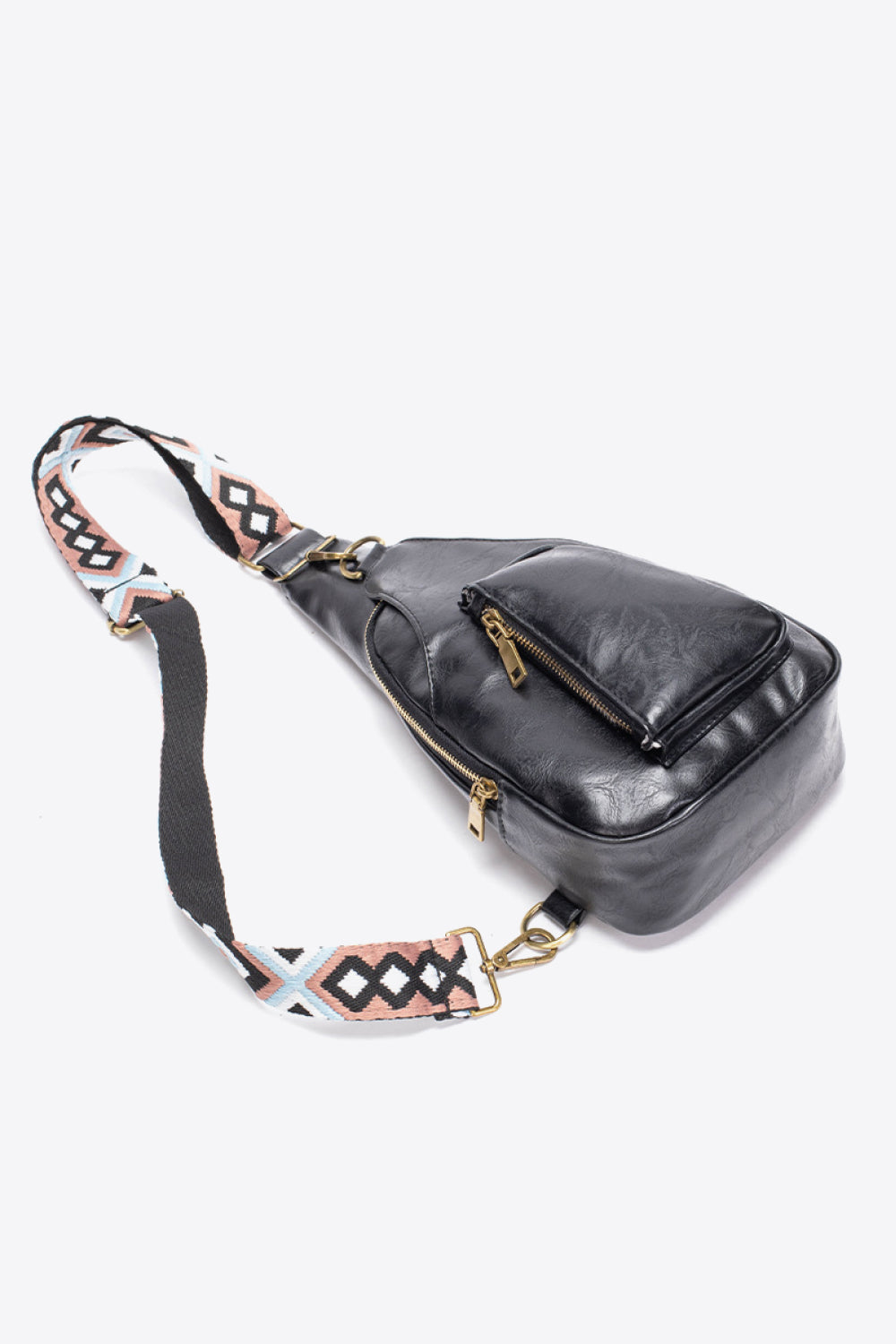 Pocketed PU Leather Sling Bag