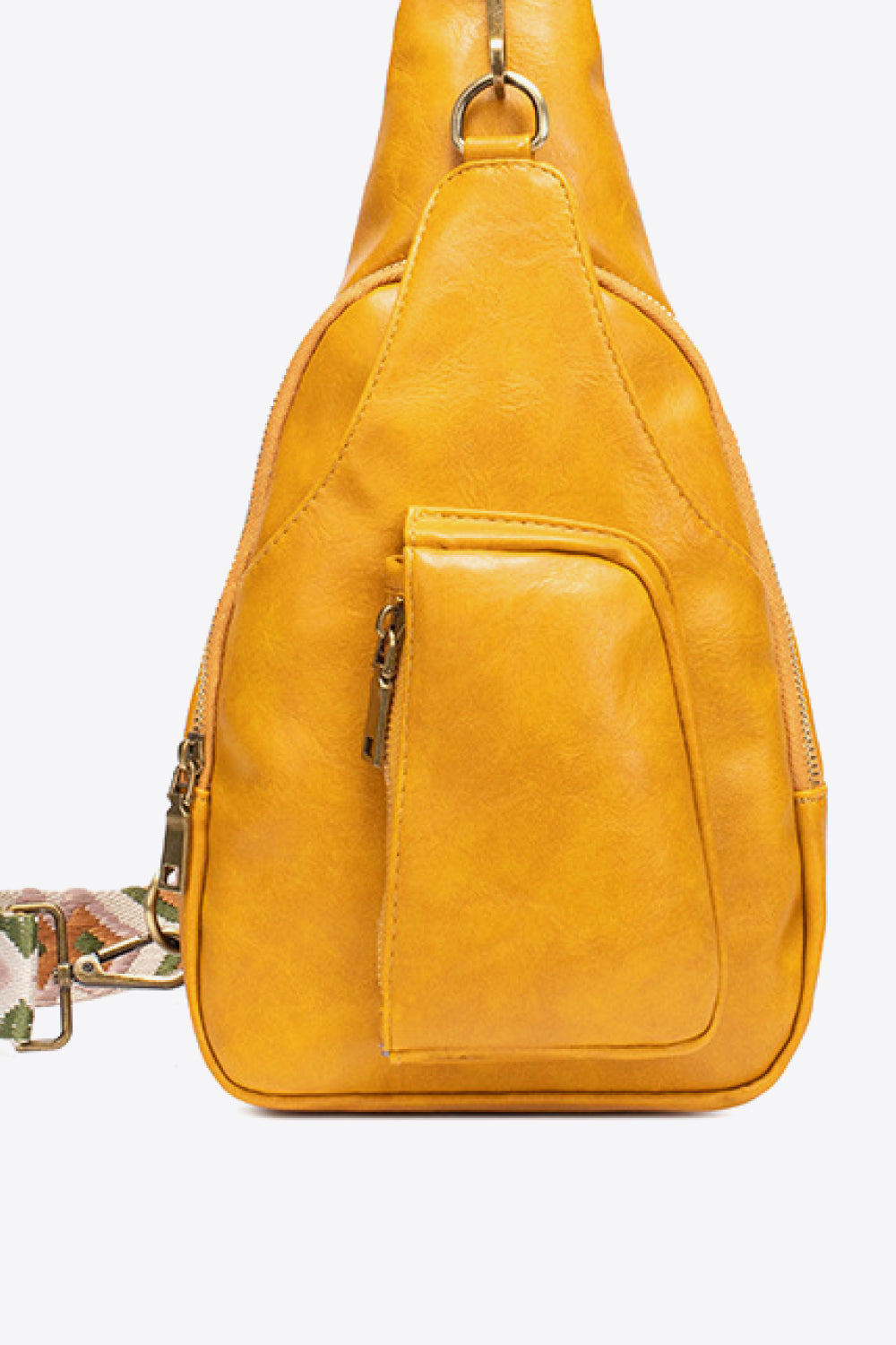 Pocketed PU Leather Sling Bag
