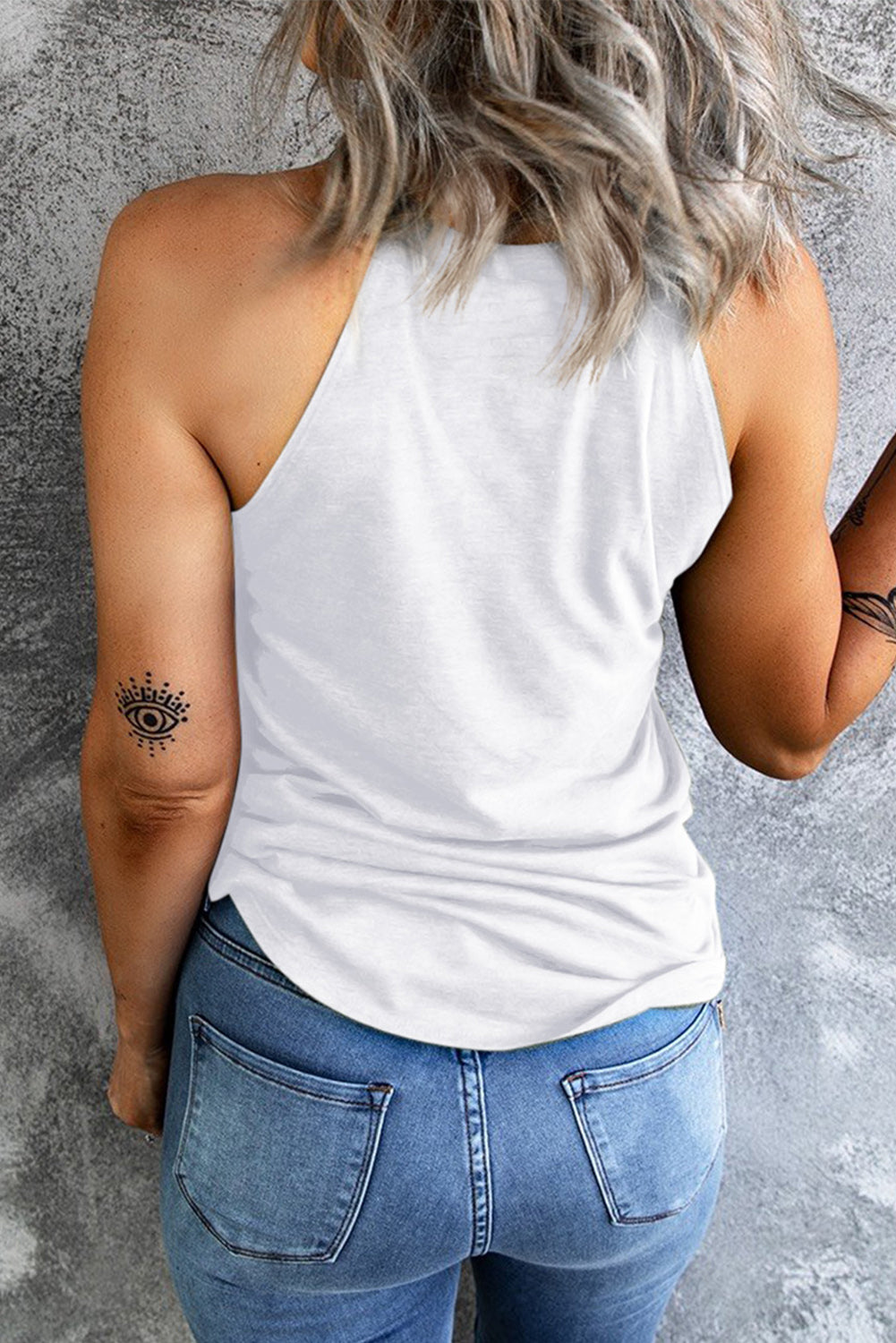 God Bless America Floral Flag Grecian Neck Tank