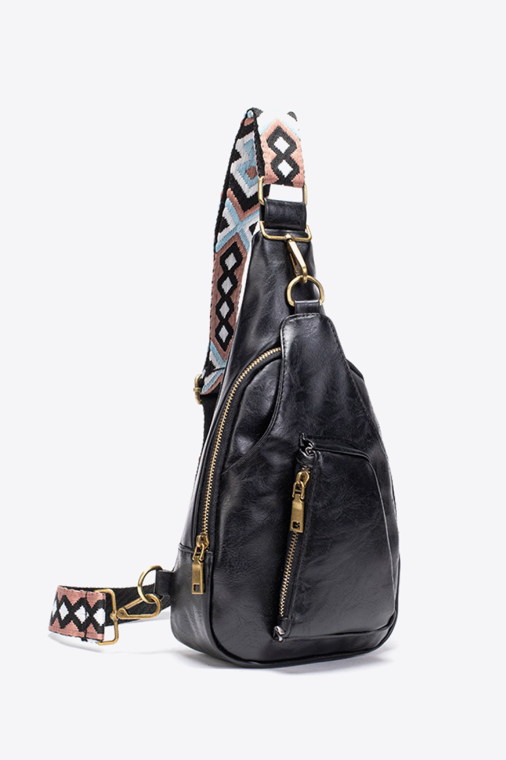 Pocketed PU Leather Sling Bag
