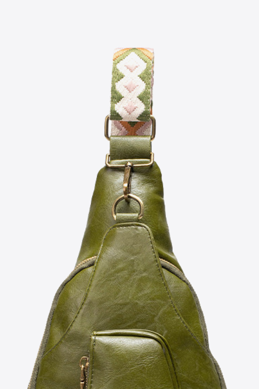 Pocketed PU Leather Sling Bag