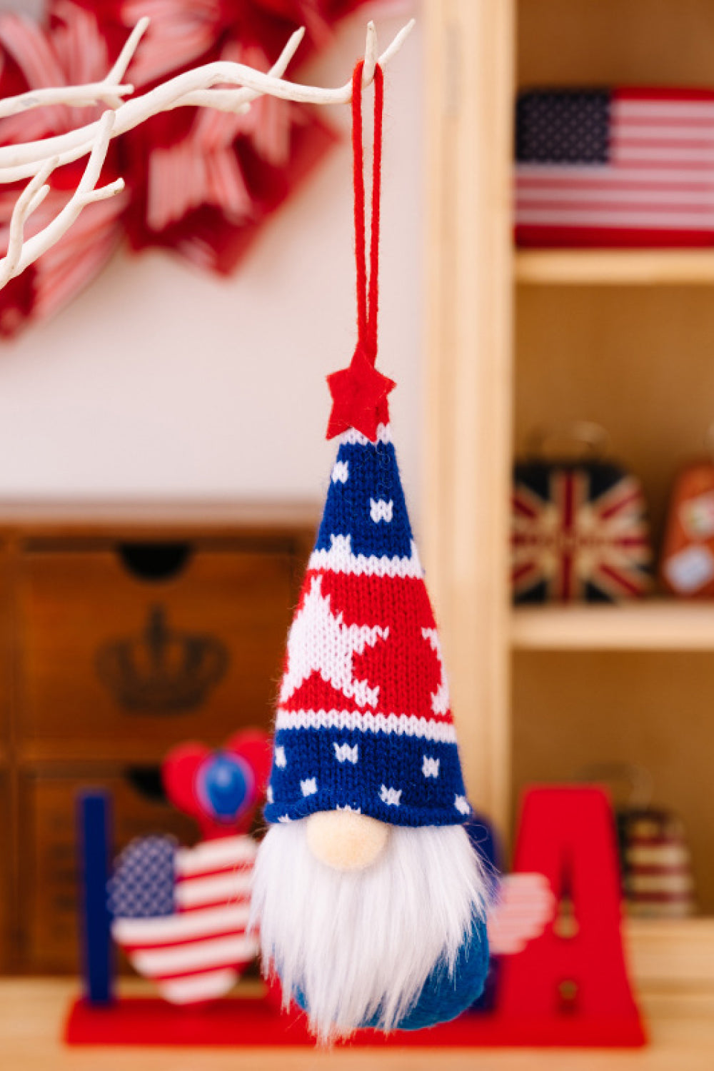 God Bless America 4-Piece Knit Hanging Gnomes