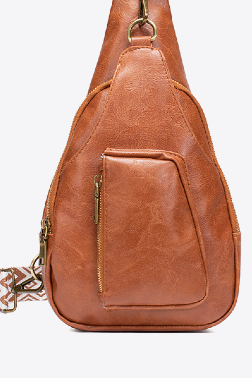 Pocketed PU Leather Sling Bag