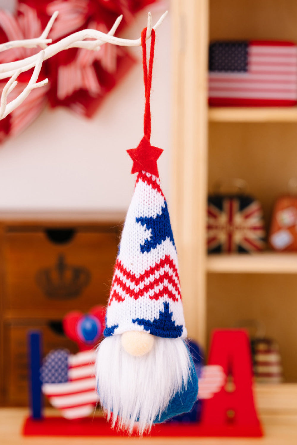 God Bless America 4-Piece Knit Hanging Gnomes