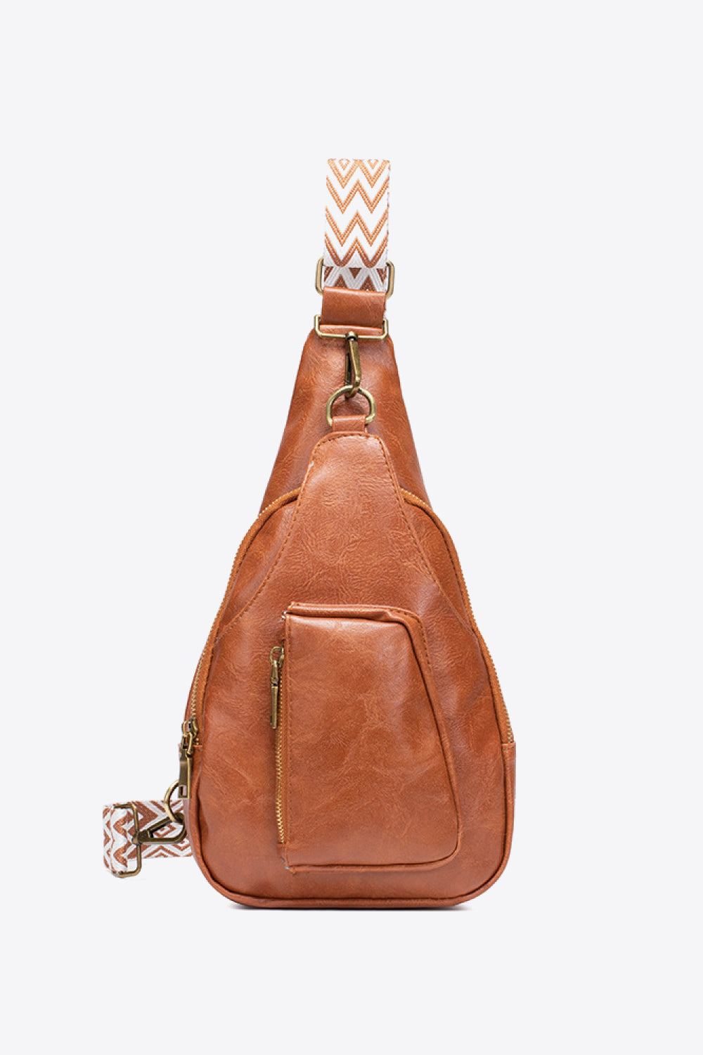 Pocketed PU Leather Sling Bag