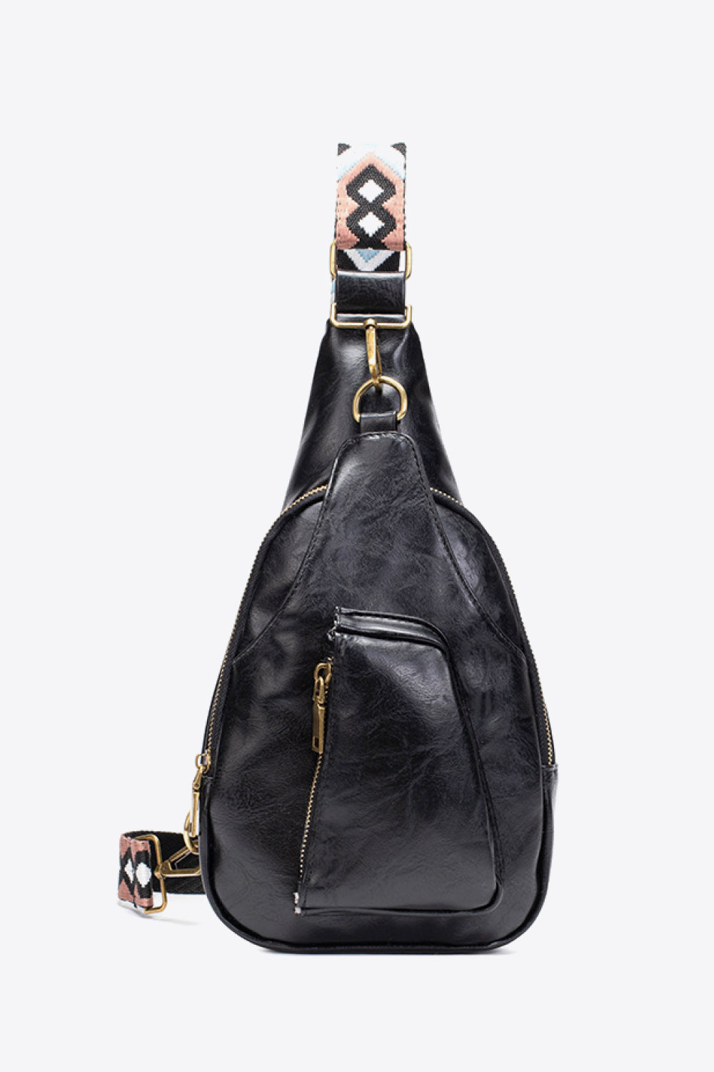 Pocketed PU Leather Sling Bag