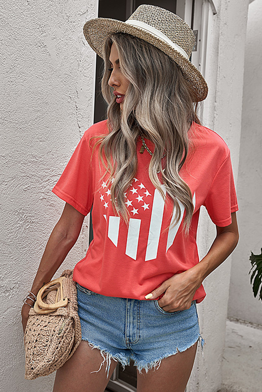 God Bless America Stars and Stripes Heart Tee