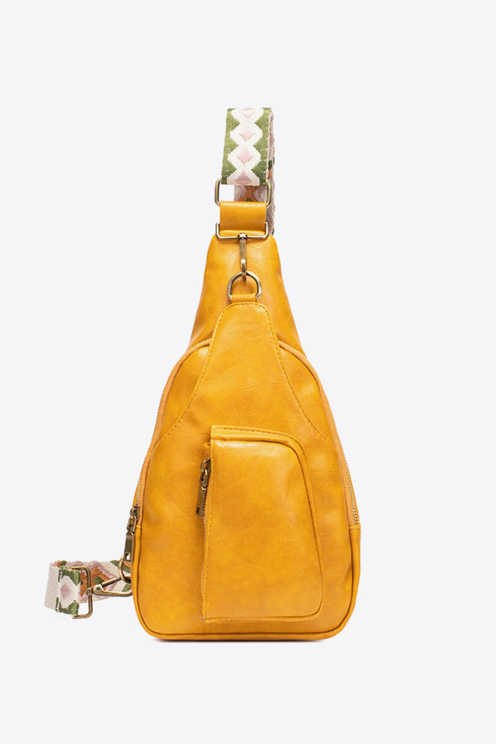 Pocketed PU Leather Sling Bag