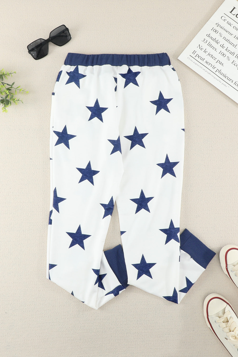 God Bless America Star Print Drawstring Joggers