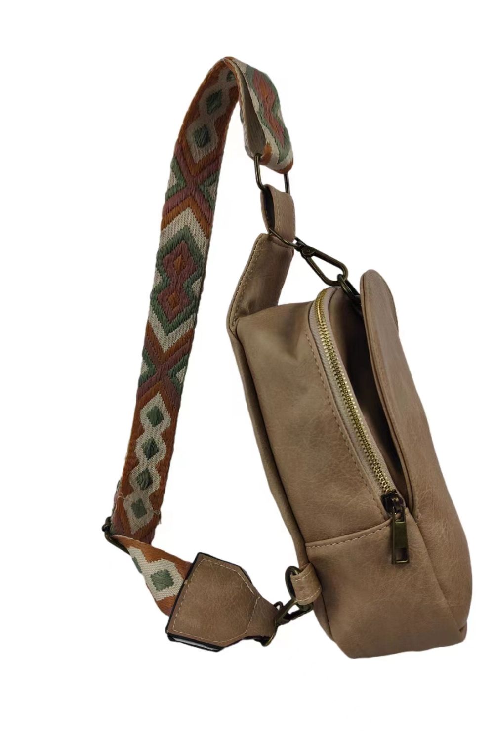 Adjustable Patterned Strap PU Leather Sling Bag