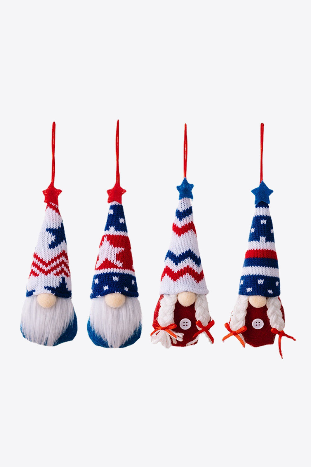 God Bless America 4-Piece Knit Hanging Gnomes