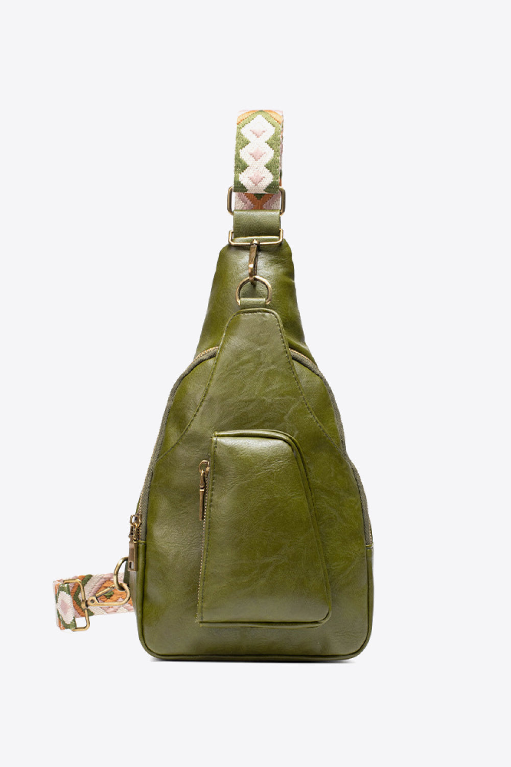 Pocketed PU Leather Sling Bag