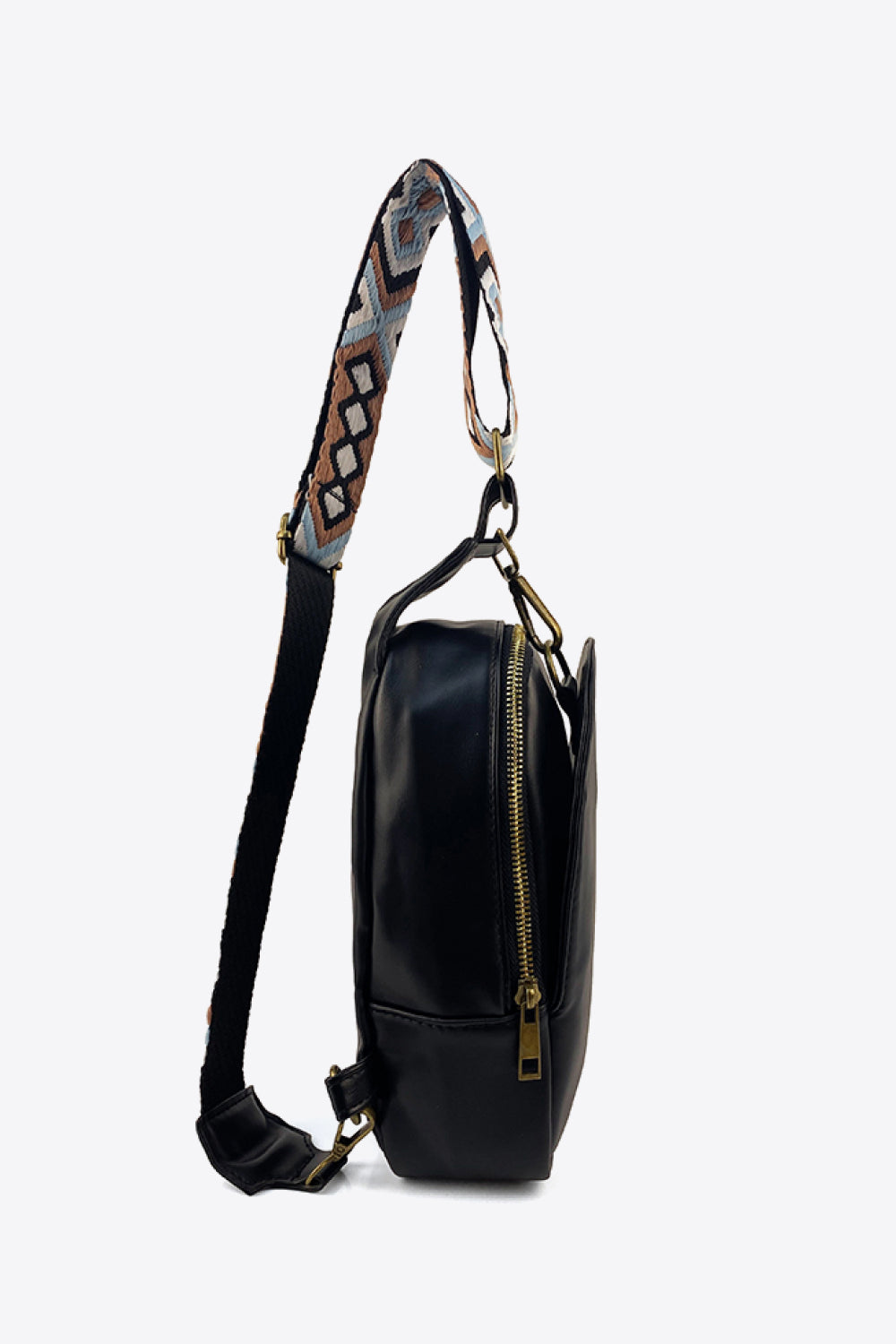 Adjustable Patterned Strap PU Leather Sling Bag