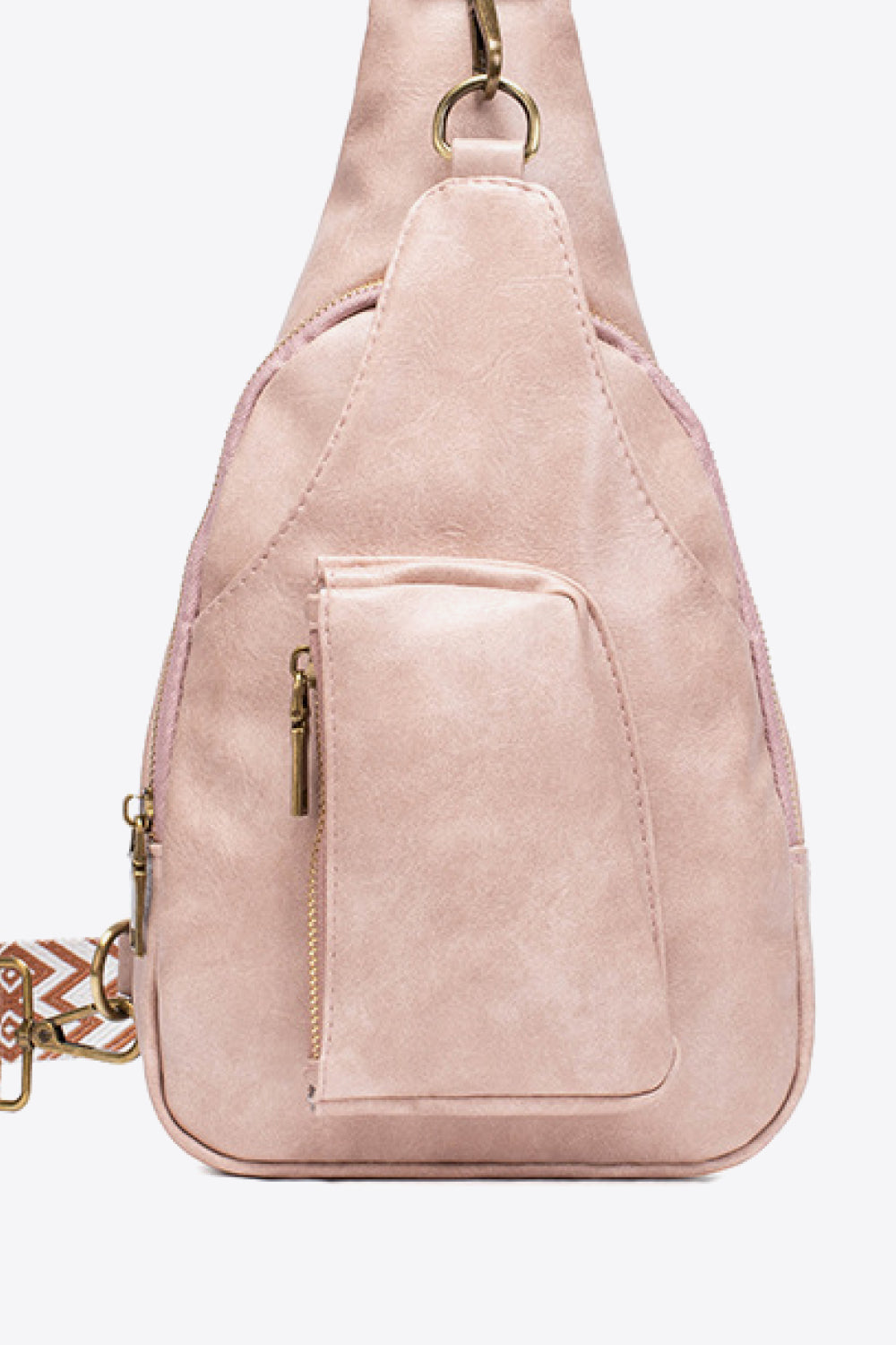Pocketed PU Leather Sling Bag