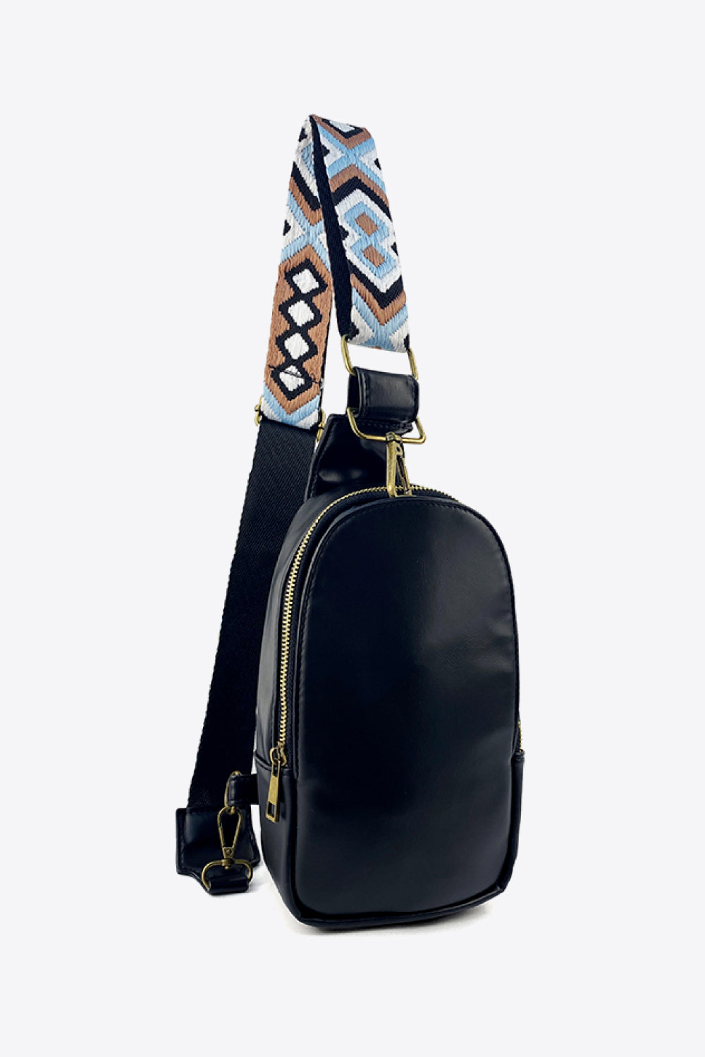 Adjustable Patterned Strap PU Leather Sling Bag