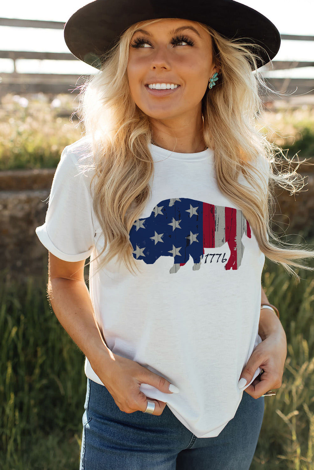 God Bless America Stars and Stripes 1776 Tee