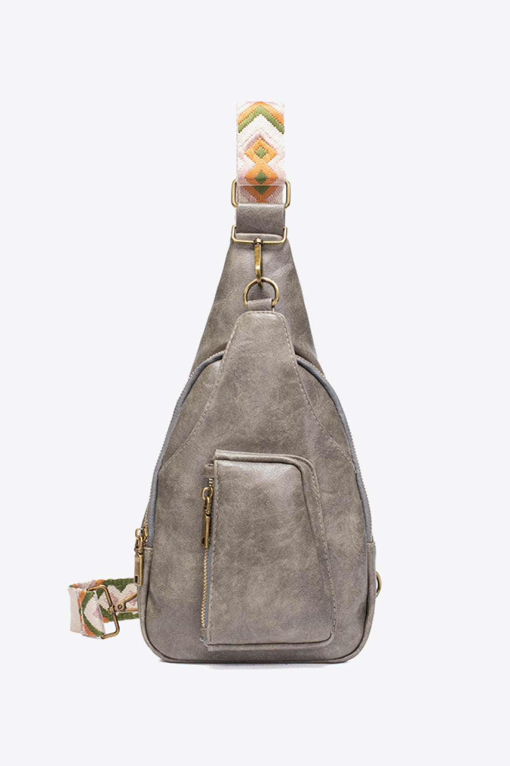 Pocketed PU Leather Sling Bag