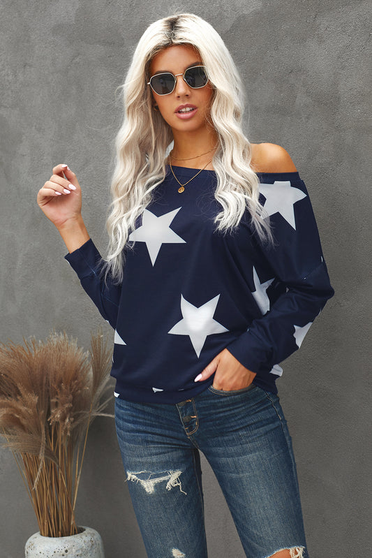 God Bless America Star Print Sweatshirt