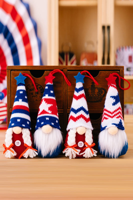 God Bless America 4-Piece Knit Hanging Gnomes