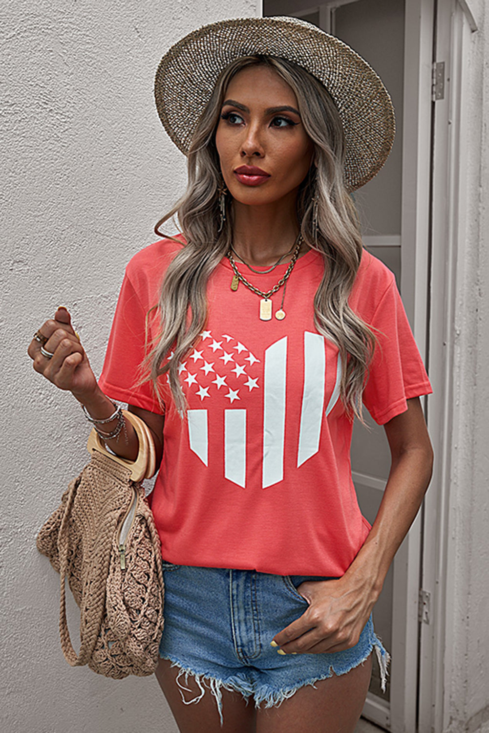 God Bless America Stars and Stripes Heart Tee