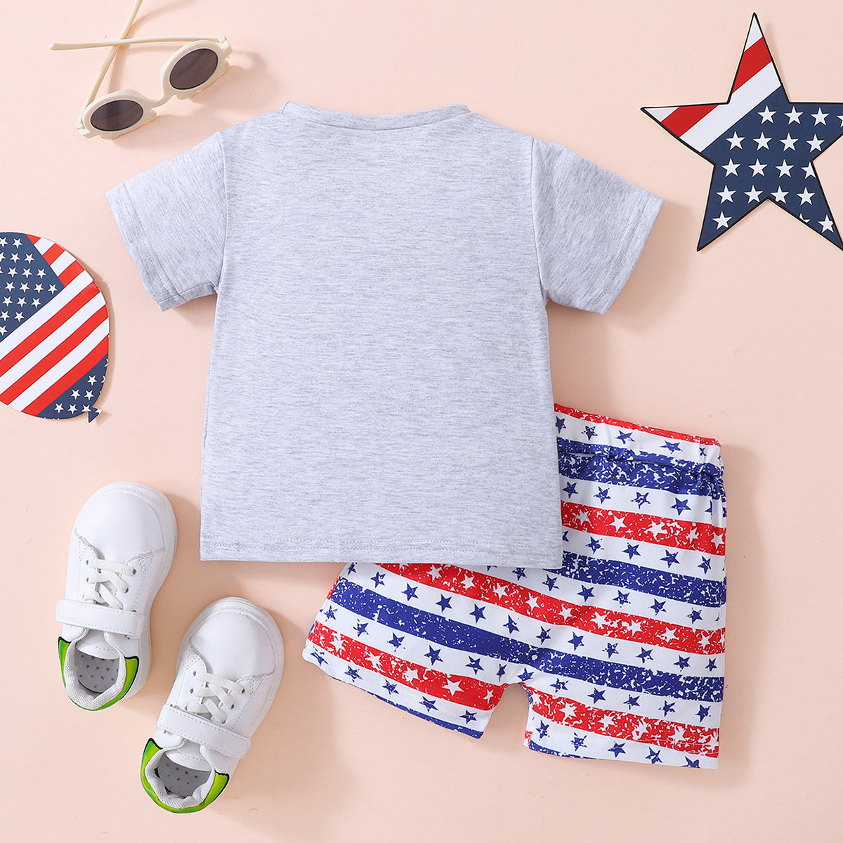 God Bless America Kids USA Tee and Stars and Stripes Shorts Set