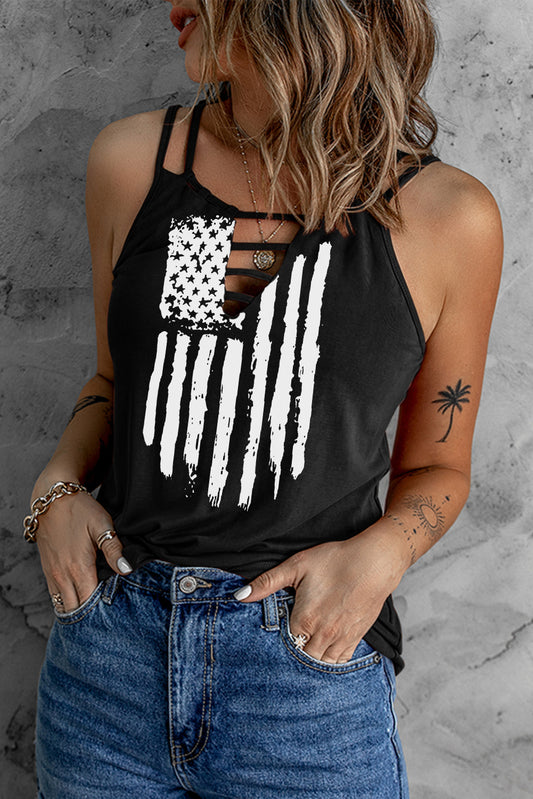 God Bless America Stars and Stripes Ladder Cami