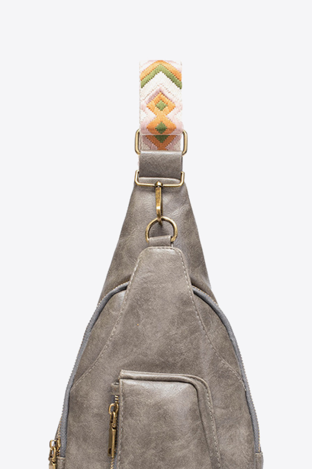 Pocketed PU Leather Sling Bag