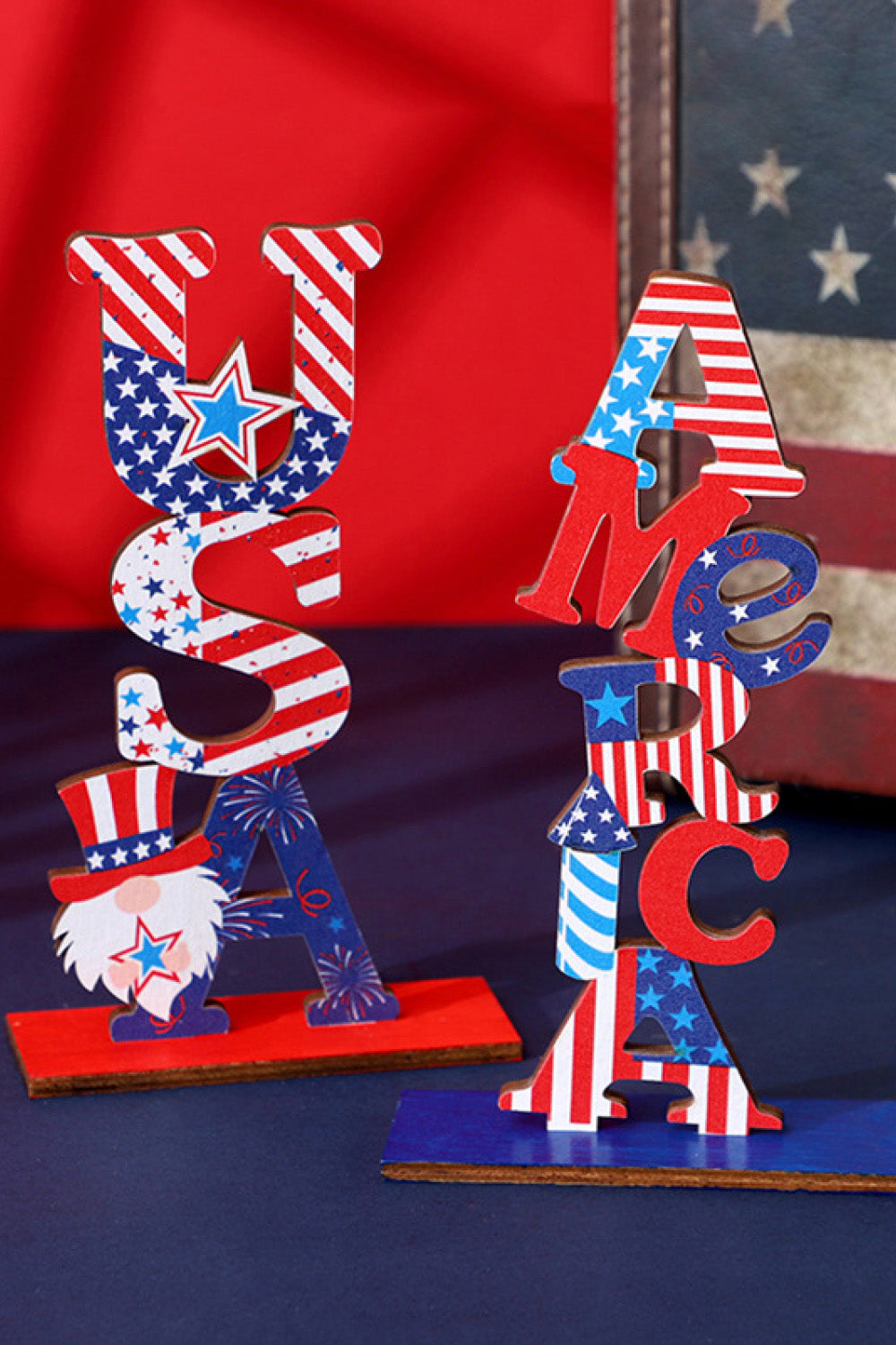 God Bless America 2-Piece Letter Decor Ornaments